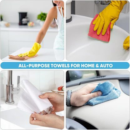 AIDEA Microfiber Cleaning Cloth Roll, 50PK, Reusable Paper Towels Tear Away Cloth, Microfiber Towels Washable Shop Rags, Lint Free Cleaning Rags for House, Kitchen, Window, 11.5"×11.5", Coffee