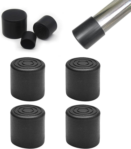 4 Pcs 1" Round Rubber Chair Leg Caps, PVC Table Leg Covers, Flexible & Anti-Slip Furniture Leg End Caps, Chair Leg Floor Protectors for Bar Stool Leg Patio Indoor, Black