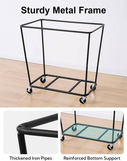 StorageWorks 320L Laundry Basket with Wheels, Extra Large Rolling Hampers for Clothing Organizer, Dirty Clothes Basket for Hote, Home, Closet, Dorm, Black