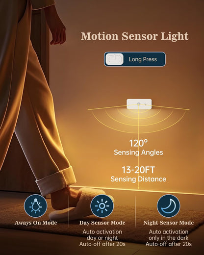 Yiliaw Motion Sensor Night Lights Indoor - Rechargeable Stick-On Stair Lights with Wireless Magnetic Mount, Adjustable Brightness & 3 Color Temps for Hallway, Stairway, Bathroom, Closet (4-Pack)