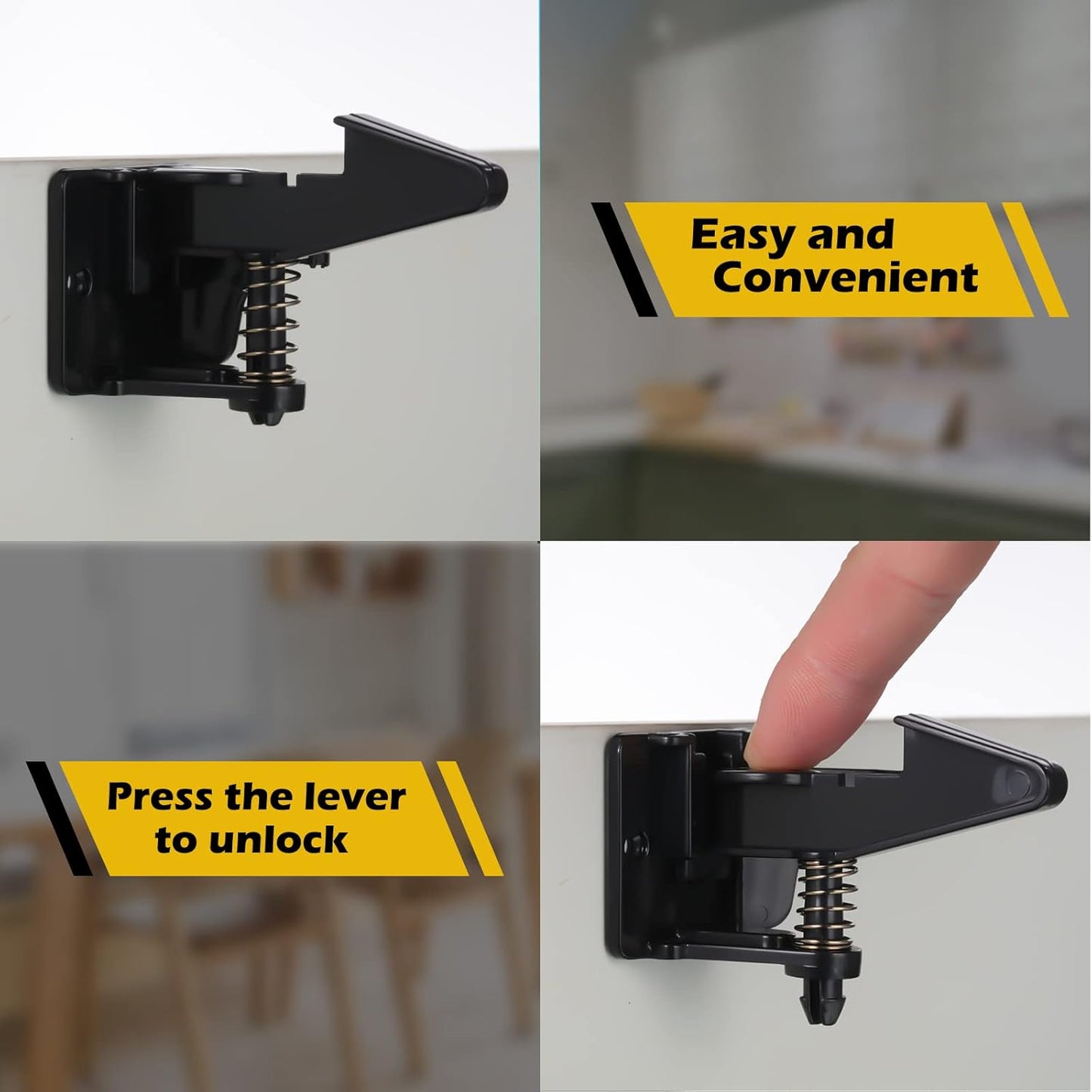 Tuanse 30 Pcs Cabinet Locks Invisible Safety Drawer Latches with Screws Self Adhesive Cabinet Drawer Locks for Home Kitchen Furniture Door Latches(Black)