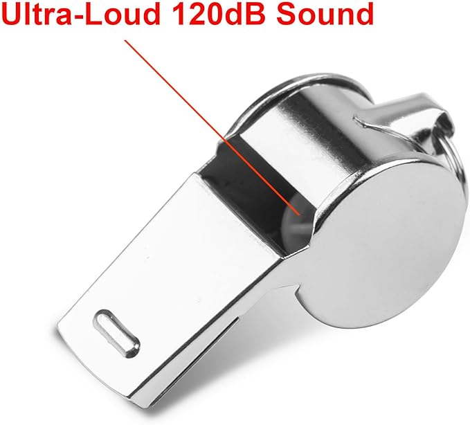 24-Pack Stainless Steel Whistles with Lanyards - Loud, Clear Sound for Coaches, Referees, Survival Kits & Outdoor Safety