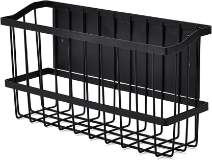 Magnetic Storage Basket, Black Magnetic Towel Basket with Strong Magnet for Kitchen Laundry Room Office School Organization and Home Dryer Ball Storage, 11.02"x3.15"x5.91"