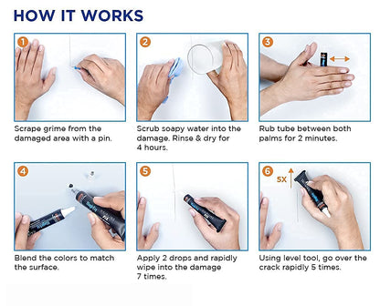 MagicEzy Tile RepairEzy (Gray/White) - Tile and Vinyl Floor Repair Kit | Fix Cracked or Chipped Ceramic Tiles Fast | Thick Structural Porcelain Repair Filler, Putty - 12.9 mL Tube