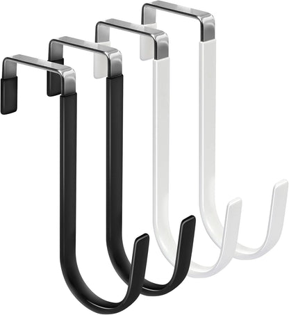 FYY Over The Door Hooks, 4 Pack Door Hangers Hooks with Rubber Prevent Scratches Heavy Duty Organizer Hooks for Living Room, Bathroom, Bedroom, Kitchen Hanging Clothes, Towels, Hats, Coats, Bags Mix