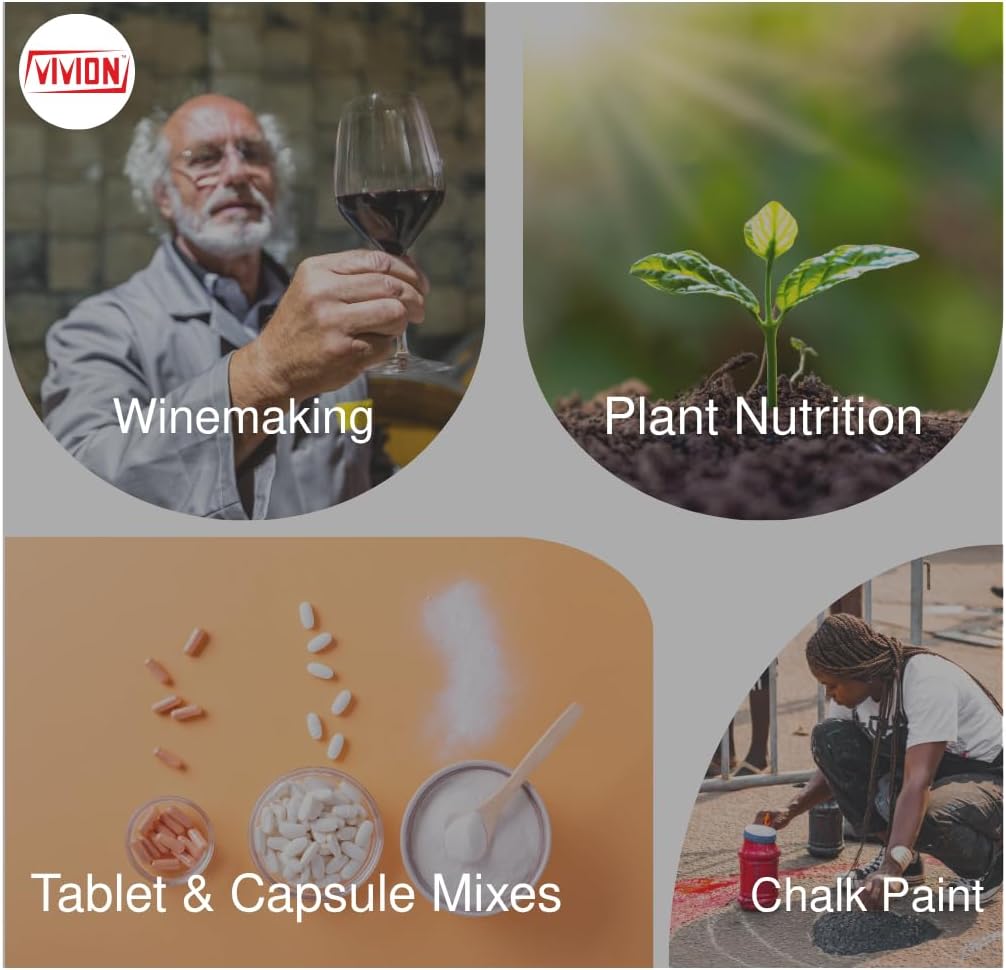 Calcium Carbonate Powder - Bulk 1 kg (2.2 lb) - 100% Pure Food Grade Limestone Supplement Ingredient - Wine Deacidification & Anticaking Antacid Excipient - Chalk Paint Filler Whiting Window Treatment