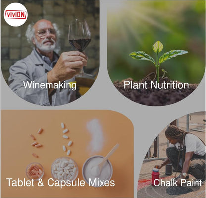 Calcium Carbonate Powder - Bulk 1 kg (2.2 lb) - 100% Pure Food Grade Limestone Supplement Ingredient - Wine Deacidification & Anticaking Antacid Excipient - Chalk Paint Filler Whiting Window Treatment