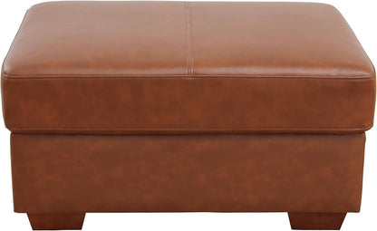 Ottoman Rectangular Storage Ottoman Bench, Genuine Cow Leather Footrest, Coffee Table, Stool Footstool with Hinged Lid for Living Room, Bedroom, Entryway, Brown, 36.5"x28"x18.5"