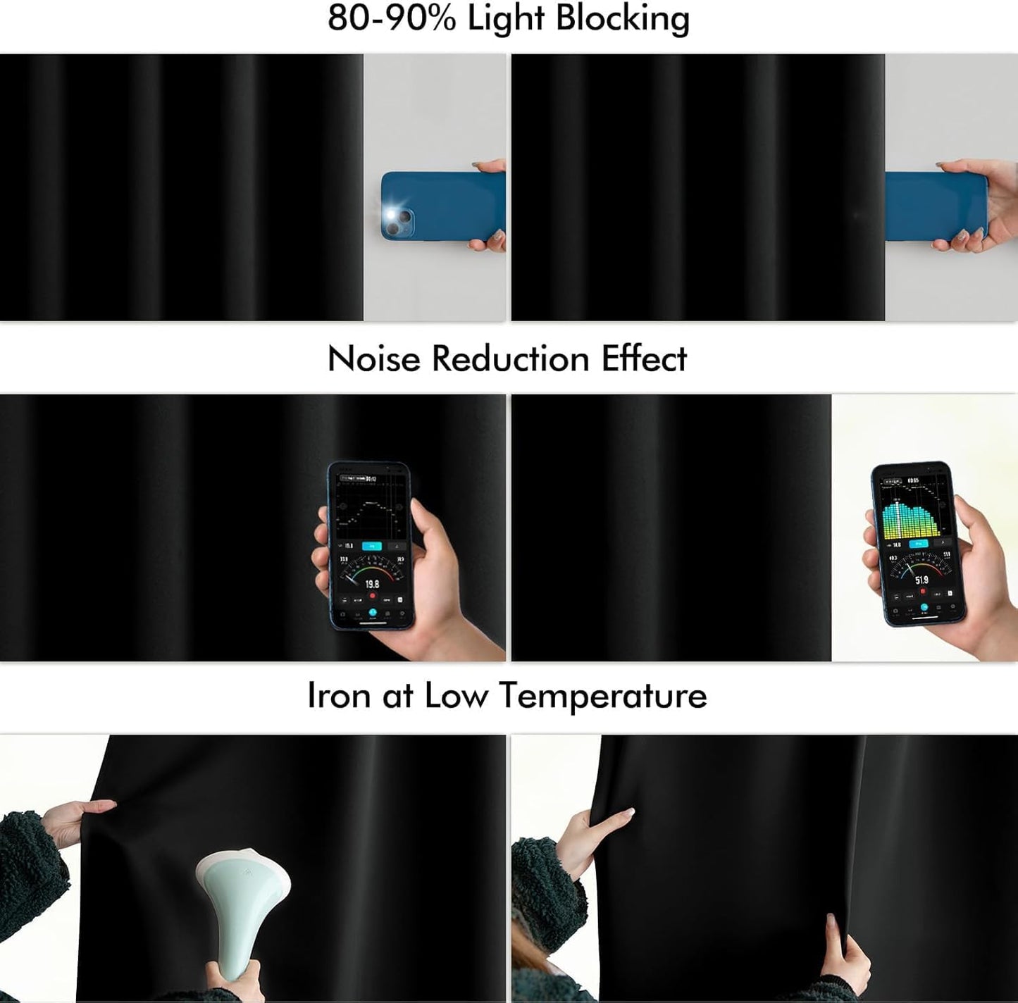 MIULEE Back Tab Blackout Curtains 108 Inch Long 2 Panels Set for Living Room Bedroom, Halloween Black Rod Pocket/Pinch Pleated Extra Long Thermal Insulated Room Darkening Light Blocking Curtain/Drapes