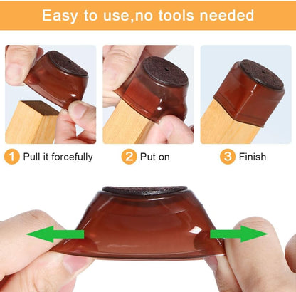 32 Pcs Chair Leg Protectors for Hardwood Floors, Silicone Felt Furniture Leg Cover Pad for Protecting Floors from Scratches and Noise, Smooth Moving, Small(Fit Round Diameter：5/16" to 1-5/16")