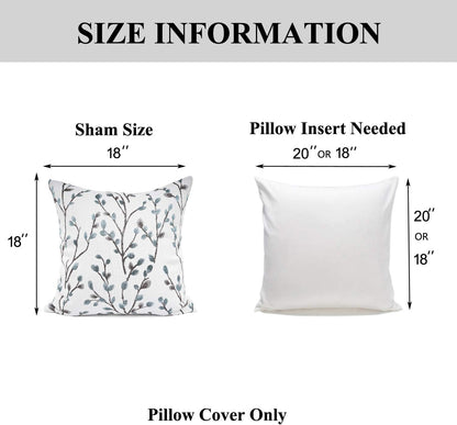 YOUR SMILE Classical Embroidery Jacquard Teal Leaf Pattern Square Decorative Throw Pillow Case Cushion Cover 18x18 inch