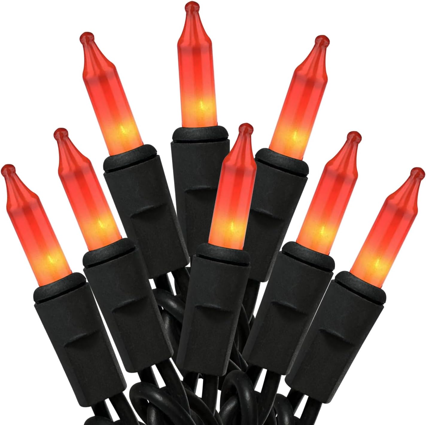 HISHINY Orange Halloween Lights,100 Count Incandescent Lights String with Black Wire,Ideal Outdoor Indoor Halloween Decorations Lights for Patio Home Party,UL Certified (21feet)