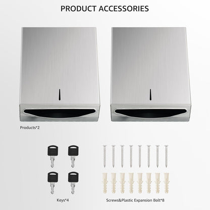 Paper Towel Dispenser Wall Mount - Multifold Trifold Paper Towel Dispensers, Large Capacity Stainless Steel Tissue Holder, Suitable for Bathrooms and Public Places