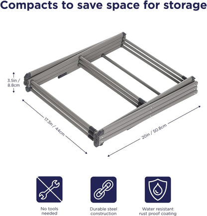 BLACK+DECKER Laundry Organization Expandable/Collapsible Clothes Drying Rack. Essential for Camping/Trailers or Anywhere You Air Dry Laundry. Oversized for Multiple Garments, (Grey)