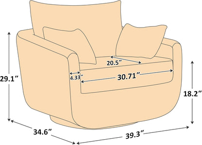 360° Swivel Accent Armchair Set of 2, 39.3" Oversized, Sherpa Boucle Fabric Sofa Chair with Removable Back & Arm Pillows, Swivel Chairs with Cozy Soft Padded, No Assembly Required, Camel