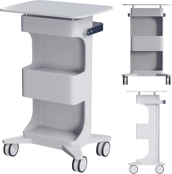 Professional Medical Cart with Wheels and Drawers, 3 Tier Rolling Utility Cart, 198 lbs Capacity, Portable Medical Trolley for Home, Spa, Hospital, Office, Clinic (Pure White)