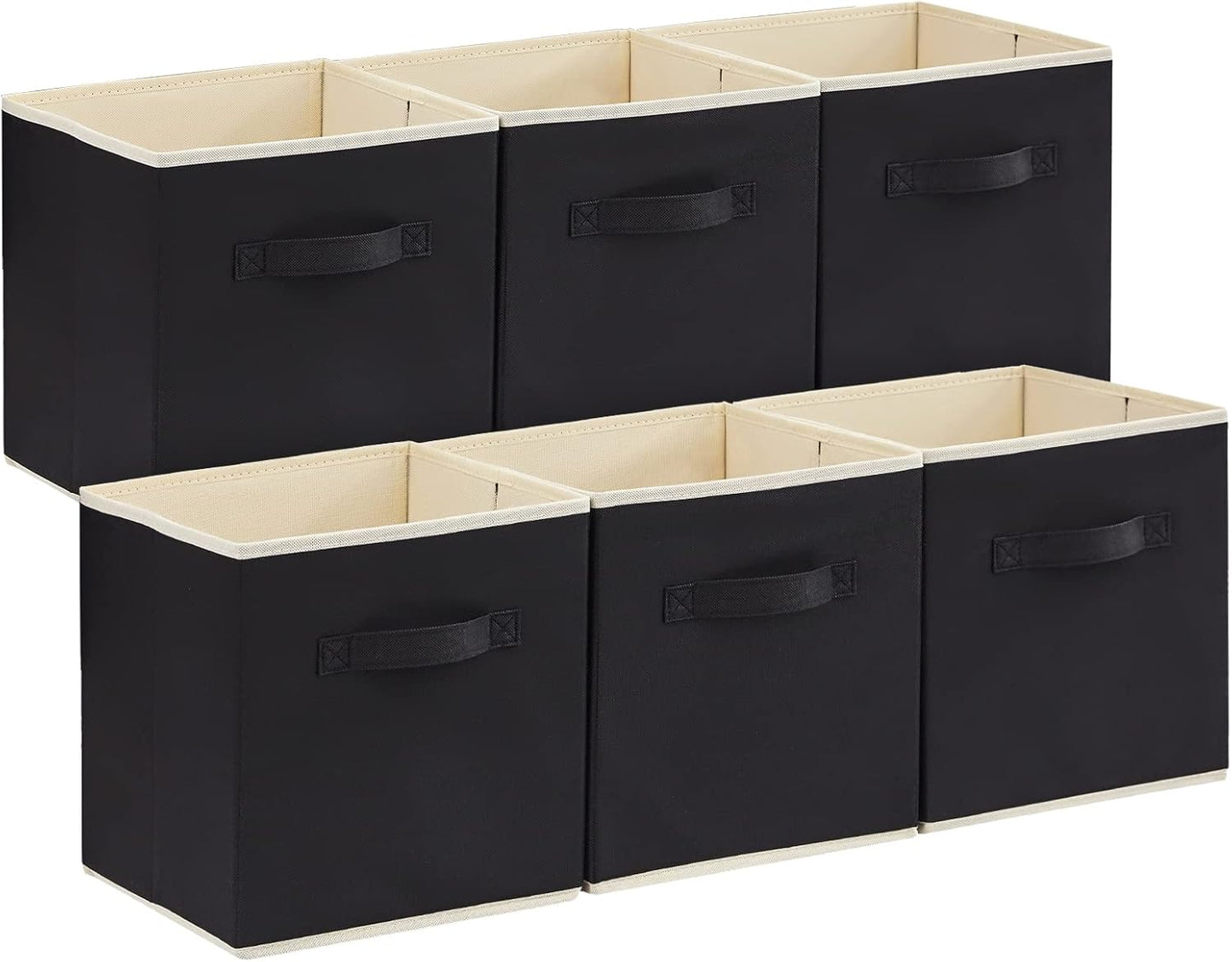 Lifewit Collapsible Fabric Storage Cubes Bins Set 11 Inch, Foldable Cubby Organizers Boxes, 6 Pack Organizing Baskets for Shelf, Closet, Utility Room, Storage Room, 18L Black