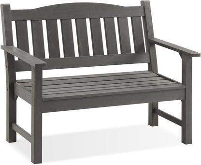 Psilvam 2-Person Outdoor Memorial Bench, All-Weather Poly Lumber Garden Bench, Rot-Resistant Outdoor Patio Bench for Park,Porch,and Church(Grey)