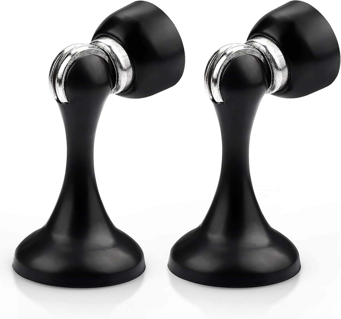 Probrico Black Magnetic Door Stoppers for Bottom of Door, Stainless Steel Magnet Door Catch Door Stops to Keep Door Open, Heavy Duty Door Holder, Wall and Floor Mounting, 2 Pack