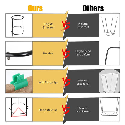 Garden Trash Bag Holder Stand, Metal Leaf Bag Holder, Frame Holds 30-55 Gallon Multi Use Bags, Outdoor Trash Bag Holder for Yard and Lawn Cleanup, Gardening, Camping, Parties