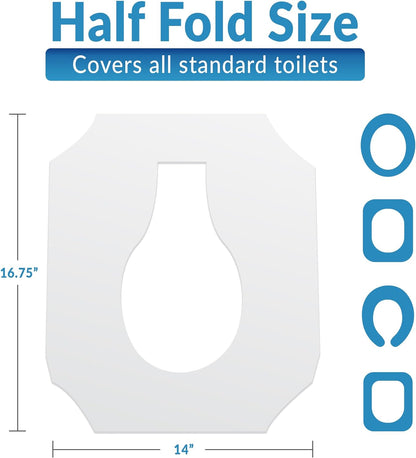 Reli. Toilet Seat Covers (1250 Pcs, 5 Packs of 250) | Disposable Toilet Seat Cover - Flushable - 14x16" (Half-Fold) | Paper Liners for Restroom, Bathroom, Travel, Camping, Kids Potty Training