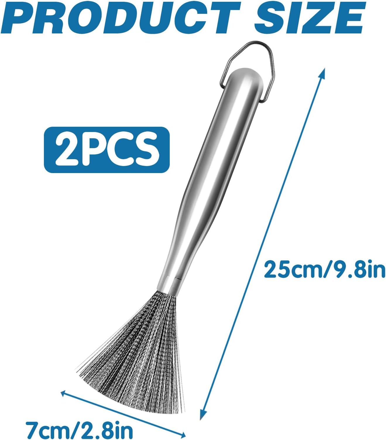 2Pcs 304 Stainless Steel Pot Brushes, Stainless Steel Scrubber Tools Metal Cleaning Products Easy to Clean Suitable for Removing Kitchen Stains Gifts for Mom