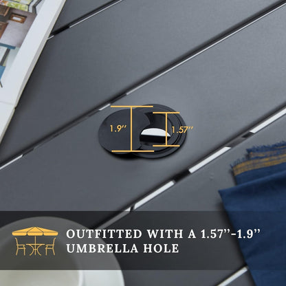 VICLLAX 28" Round Outdoor Bar Table with Adjustable Umbrella Hole, Counter Height Outdoor Furniture for Balcony, Grey Wood-Like