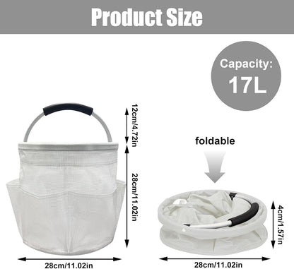 Qivine 17L Cleaning Caddy with Handle, Cleaning Supply Caddy Foldable Tool Bag Cleaning Products Organizers Portable Cleaning Bucket Organiser for Storing Towels (Clear)