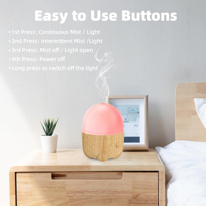 150ML Rechargeable Battery Essential Oil Diffuser, Portable Cordless Aromatherapy Diffuser with 7 LED Color Changing Lights, for Bedroom, Office, Outdoor