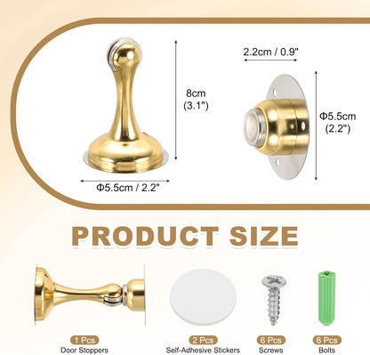 MECCANIXITY Magnetic Door Stoppers Stainless Steel Door Stops, Wall Floor Mounted Doors Holder Keep Doors Open for Home Office Closet (Gold Tone)