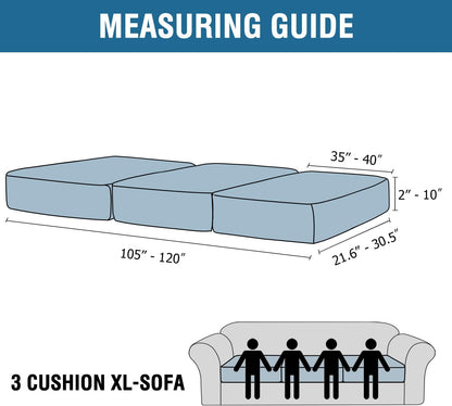 H.VERSAILTEX Velvet Stretch Couch Cushion Cover Plush Cushion Slipcover for Chair Loveseat Sofa Cushion Furniture Protector Seat Cushion Sofa Cover (3 Piece XL Sofa Cushion Covers, Brown)