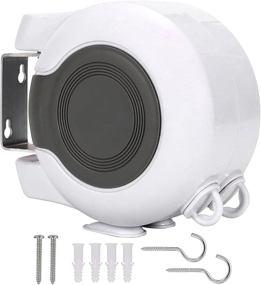 Retractable Double Clothesline – 49 ft x 2 Heavy Duty Clothes Line for Indoor & Outdoor Use, Dual Laundry Line with Easy Installation (White)