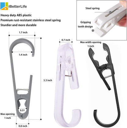 iBetterLife 4Pcs Laundry Hooks with Clips Hanger Heavy Duty Outdoor Clothes Pins, Closet Organizer Single Clamps Hanging Socks Boot Bras Underwear Kids Towels for Bathroom Wardrobe Kitchen Office