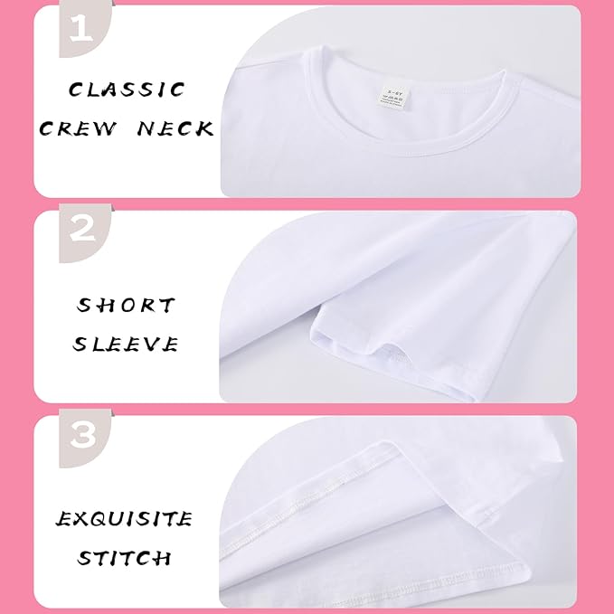 6-Pack Kids Cotton T-Shirts Short Sleeve Basic Tops for Toddlers Boys and Girls
