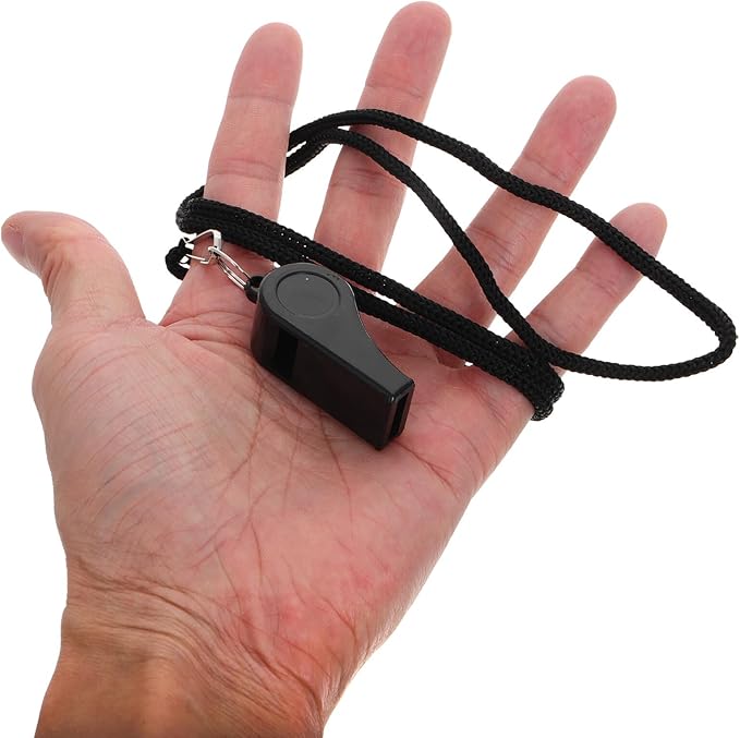 2pcs Black Sports Whistles with Lanyard Loud Crisp Sound Emergency Survival Whistle for Coaches Referees Officials Portable Lightweight Safety Signal