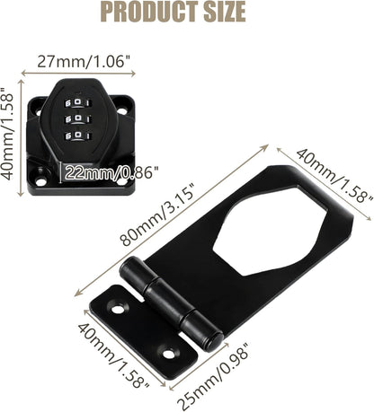 Password Rotary Hasp Locks, Digit Combination Lock Door Security Slide Latch Door Lock for Drawers, File Cabinets, Cabinets, Interior Doors, Barns, Garage Doors, Fence (3 Inch)