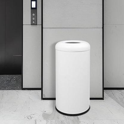 58.6 Liter / 15.48 Gallon Commercial Open Top Trash Can White Stainless Steel Trash Can Outdoor Indoor Garbage Enclosure with Lid Inside Barrel (White)