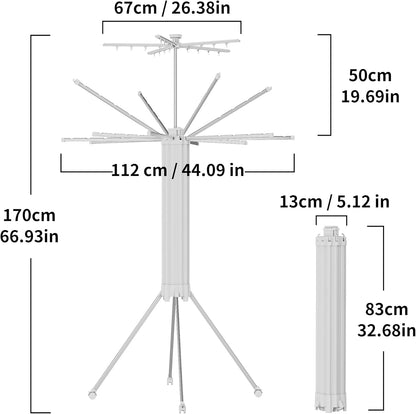 JOOM 4 Legs Double Layer Clothes Drying Rack, Garment Rack Portable and Foldable Space Saving Laundry Drying Rack - Drying Rack Clothing Floor Folding Balcony Bedroom Household Aluminum