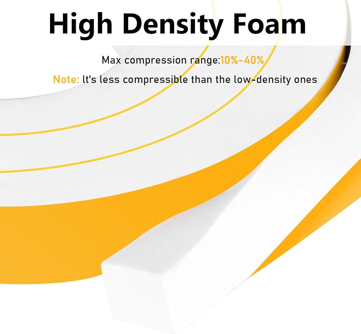 Weather Stripping Door Seal Strip, High Density Foam Sealing Strip, Door Seal for Doors Windows, Weatherproof Foam Seal Tape, Noise Reduction(1/2 in x 1/8 in x 16.5Ft)