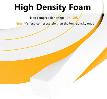 Weather Stripping Door Seal Strip, High Density Foam Sealing Strip, Door Seal for Doors Windows, Weatherproof Foam Seal Tape, Noise Reduction(1/2 in x 1/8 in x 16.5Ft)