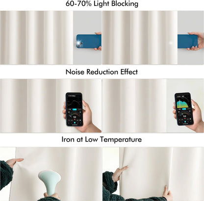 MIULEE Ivory Back Tab Blackout Curtains 120 Inch Long 2 Panels Set for Bedroom, Rod Pocket/Pinch Pleated Extra Long Thermal Insulated Living Room Darkening Light Blocking 10FT Drapes