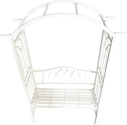 White Aluminum Garden Arbor Arch with 2-Seater Bench