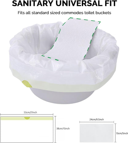 Commode Liners with Absorbent Pads - 60 Pack Disposable Potty Liners for Portable Potty Chair, Large Strong Bags for Camping or Portable Toilet with Gel - Fit All Standard Commode Chair Bucket