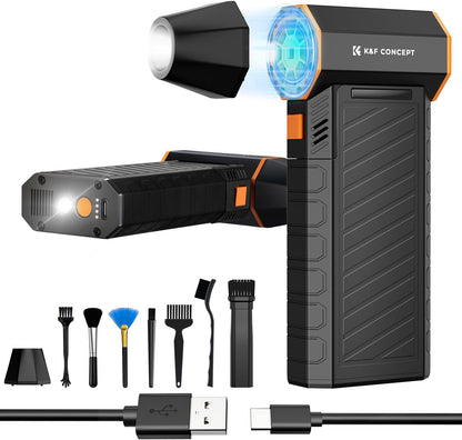 K&F CONCEPT 2025NEW Magnetic Compressed Air Duster, Electric Air Duster|300000RPM|3 Gear Adjustable|Super Wind Power|Rechargeable Brushless Motor|for Computer, Keyboard, Car, Home,Outdoor Cleaning