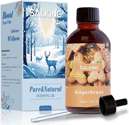 SALKING Gingerbread Fragrance Oil, 120ml (4 Fl Oz) Premium Essential Oils for Diffuser, Candle Scents for Candle Making, Soap Making Supplies, Diffuser Oil Scents, Gift for Her
