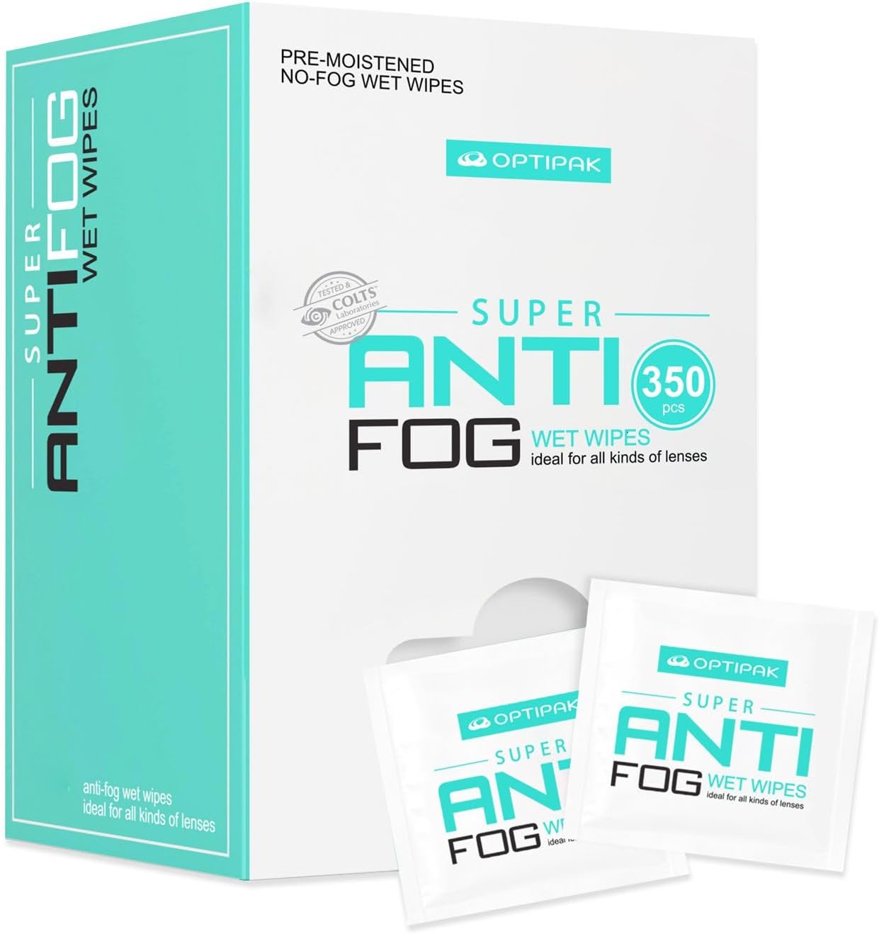 Anti Fog Wipes for Glasses, Binoculars, Face Shields, Ski Masks or Swim Goggles | Pre-Moistened Cleaning Antifog Lens Wipes for Eyeglasses and Defogger for Glasses (350 Count)