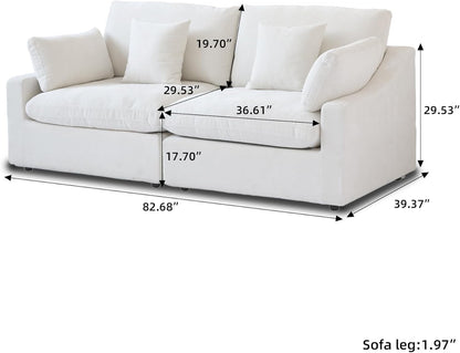 JACH Sectional Couches for Living Room, Cloud Sectional Couch with Deep Seat, Down Filled Modular Sofa, Covers Removeable & Washable,Love Seat Sofas Furniture for Living Room, White