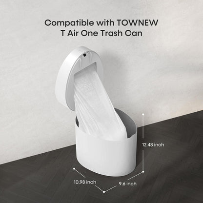TOWNEW T Air One Official Refill Rings for Smart Bathroom Trash Can, Sturdy Trash Bags for Electric Automatic Trash Can, 2.6 Gallon, 8 pk White Refill Rings - Up to 96 Trash Bags