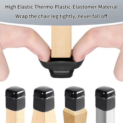 Ezprotekt 24 Pcs Chair Leg Sliders for Carpet, Square Black Teflon Furniture Glides Protectors Covers, Bar Stool Carpet Sliders Caps for Chair Table Desk Couch Legs (S Fit: 0.55"- 0.75")