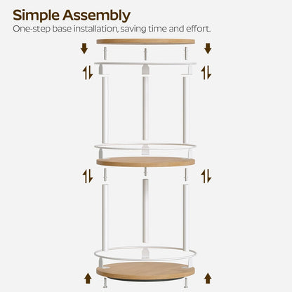 3-Tier Lazy Susan Organizer, Rotating Spice Rack, Spinning Organizer, Industrial Turntable Spice Rack Organizer for Cabinet, Kitchen Countertop, Pantry, White and Natural SR23WN